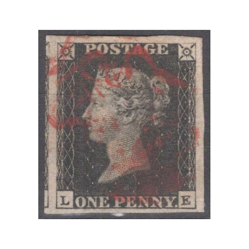 GRAN BRETAGNA 1840 1 PENNY NERO BLACK N.1 US. MARGINATO CERT.  | Fi...