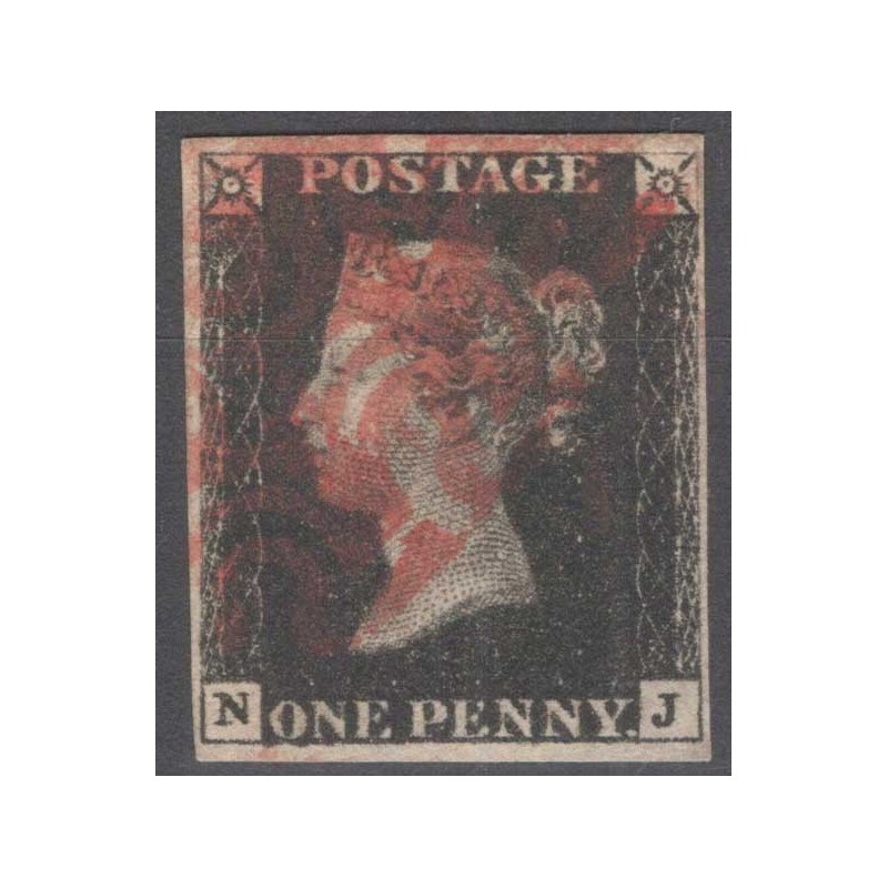 GRAN BRETAGNA 1840 1 PENNY NERO BLACK N.1 US. MARGINATO CERT.  | Fi...