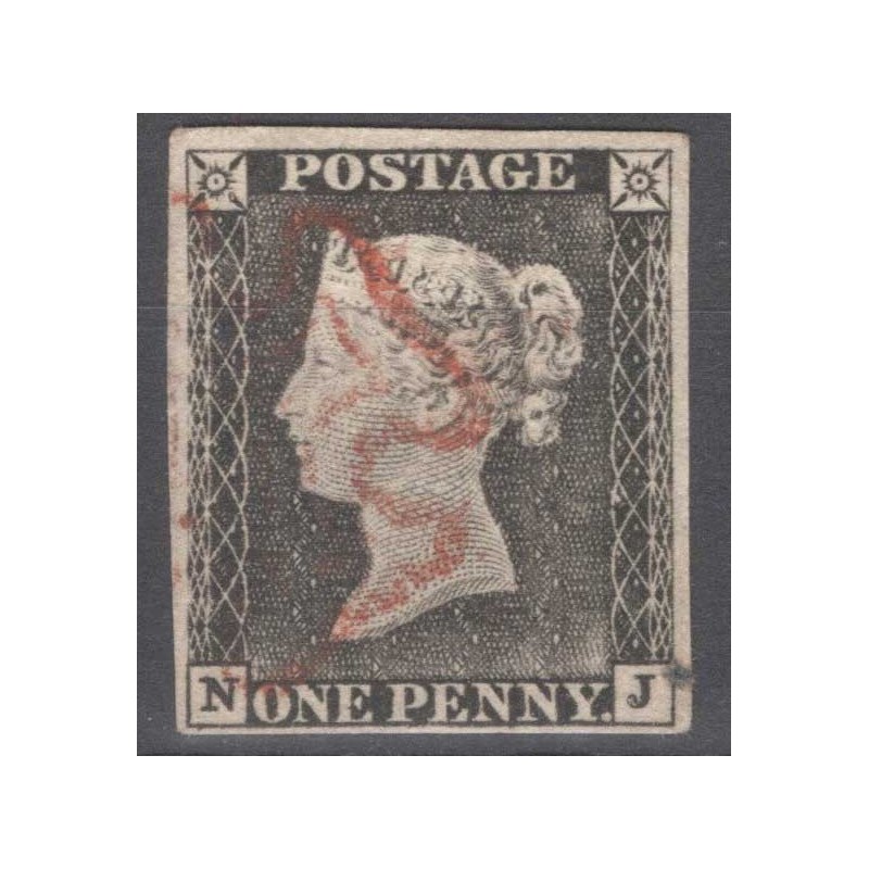 GRAN BRETAGNA 1840 1 PENNY NERO BLACK N.1 US. MARGINATO CERT.  | Fi...