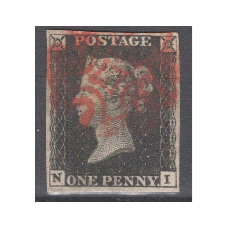 GRAN BRETAGNA 1840 1 PENNY NERO BLACK N.1 US. MARGINATO CERT.  | Fi...