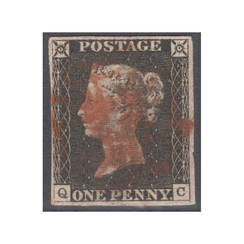 GRAN BRETAGNA 1840 1 PENNY NERO BLACK N.1 US. MARGINATO CERT.  | Fi...