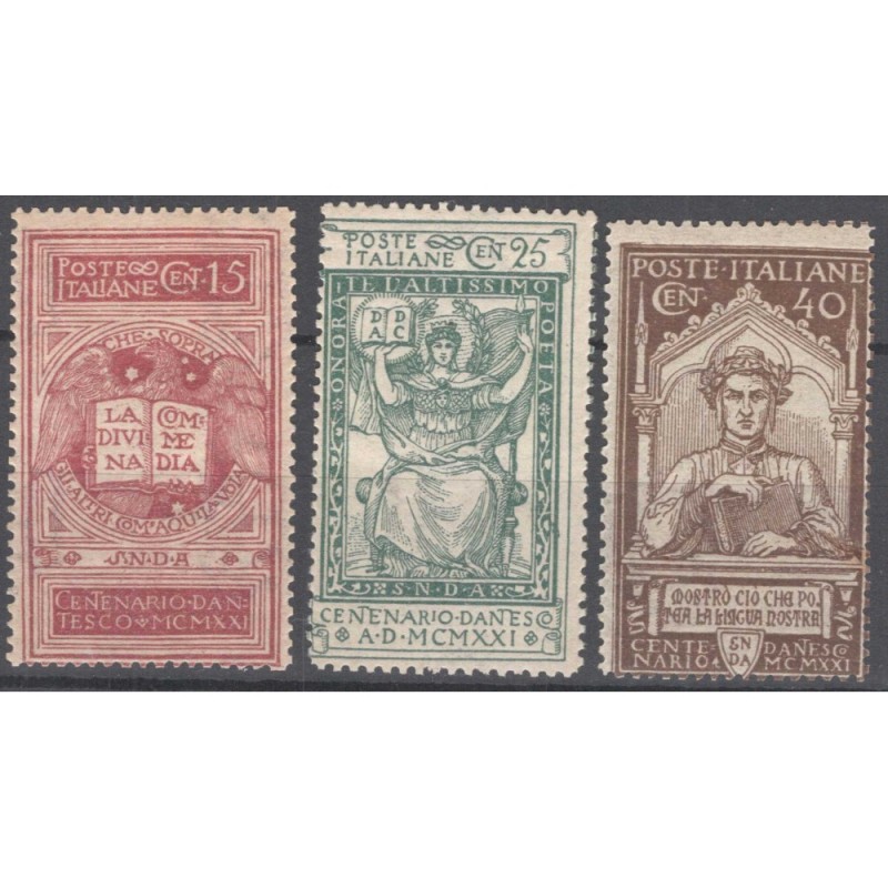 REGNO D'ITALIA 1921 DANTE ALIGHIERI 3 V. G.I MNH**  | Filatelia Meloni