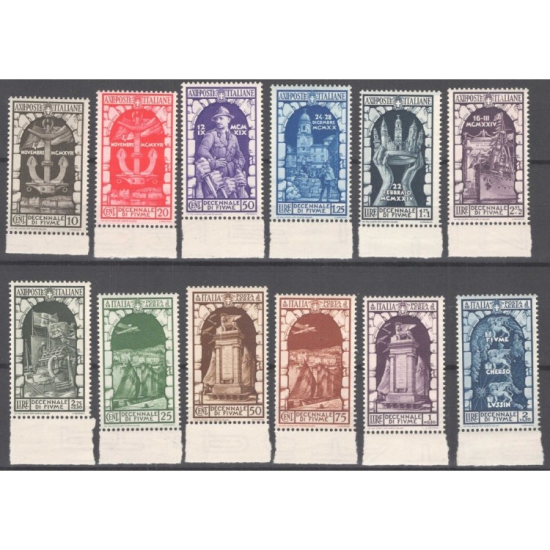 REGNO D'ITALIA 1934 DECENNALE ANNESSIONE DI FIUME 16 V. G.I MNH**  ...