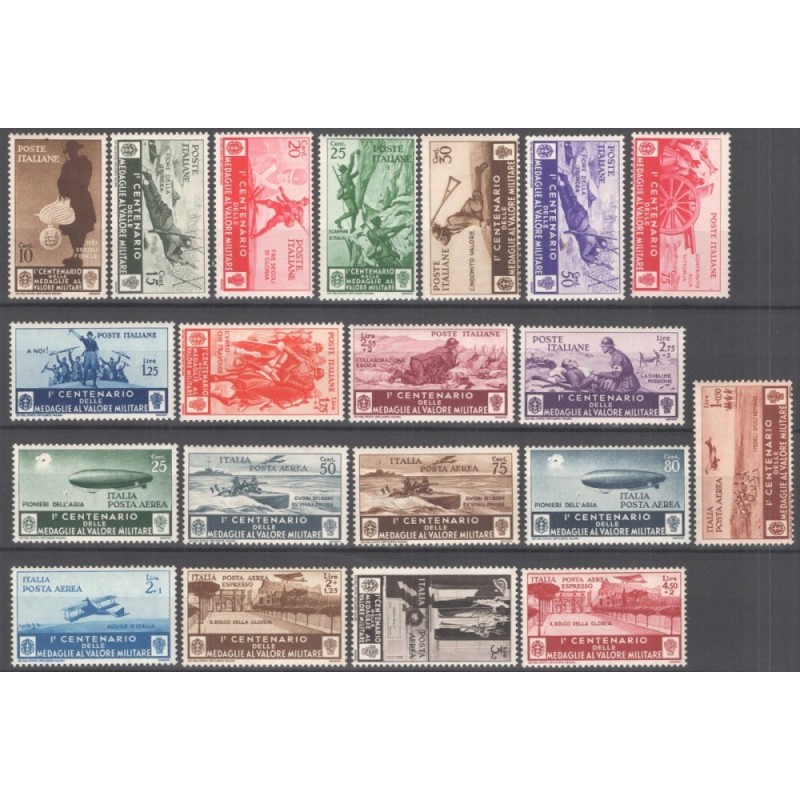 REGNO D'ITALIA 1934 MEDAGLIE AL VALOR MILITARE 20 V. G.I MNH** CERT...