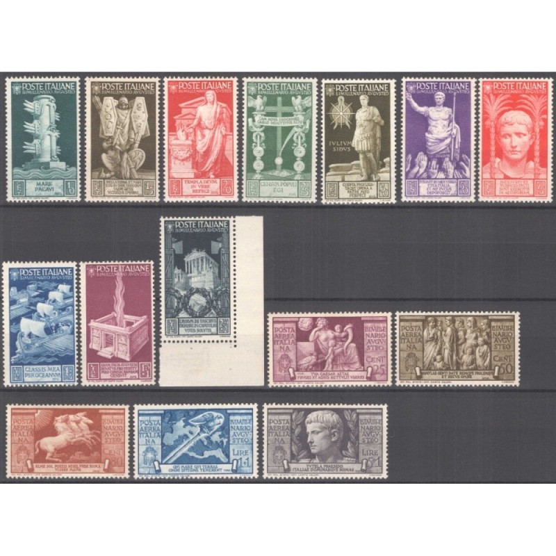 REGNO D'ITALIA 1937 BIMILLENARIO AUGUSTO 15 VALORI G.I MNH** CERT. ...