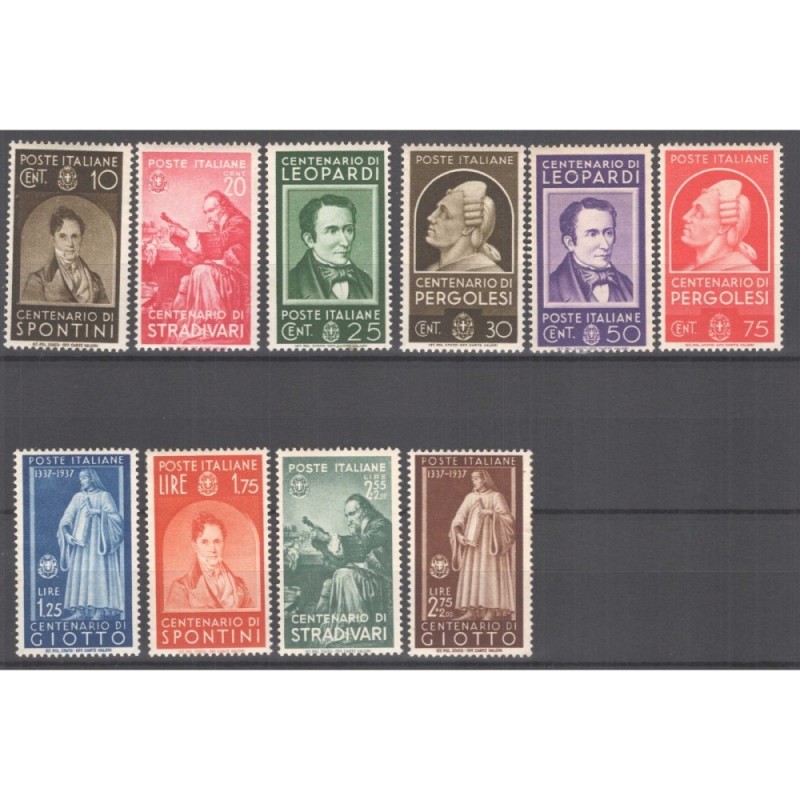 REGNO D'ITALIA 1937 UOMINI ILLUSTRI 10 VALORI G.I MNH**  | Filateli...
