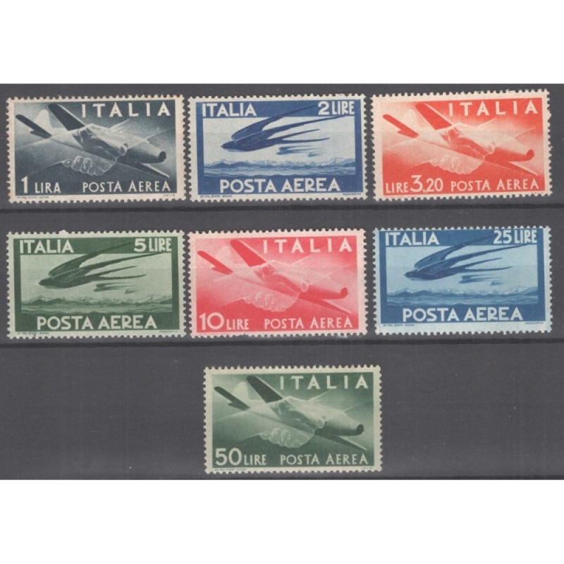 REPUBBLICA 1945-46 POSTA AEREA DEMOCRATICA 7 VALORI G.I MNH**  | Fi...