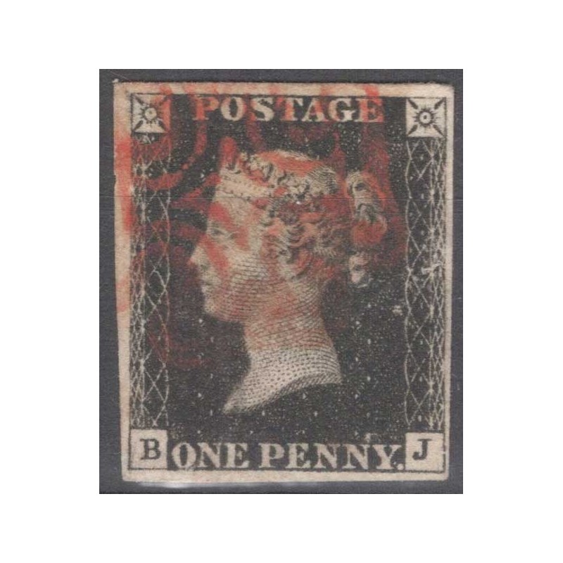 GRAN BRETAGNA 1840 1 PENNY NERO BLACK N.1 US. MARGINATO CERT.  | Fi...