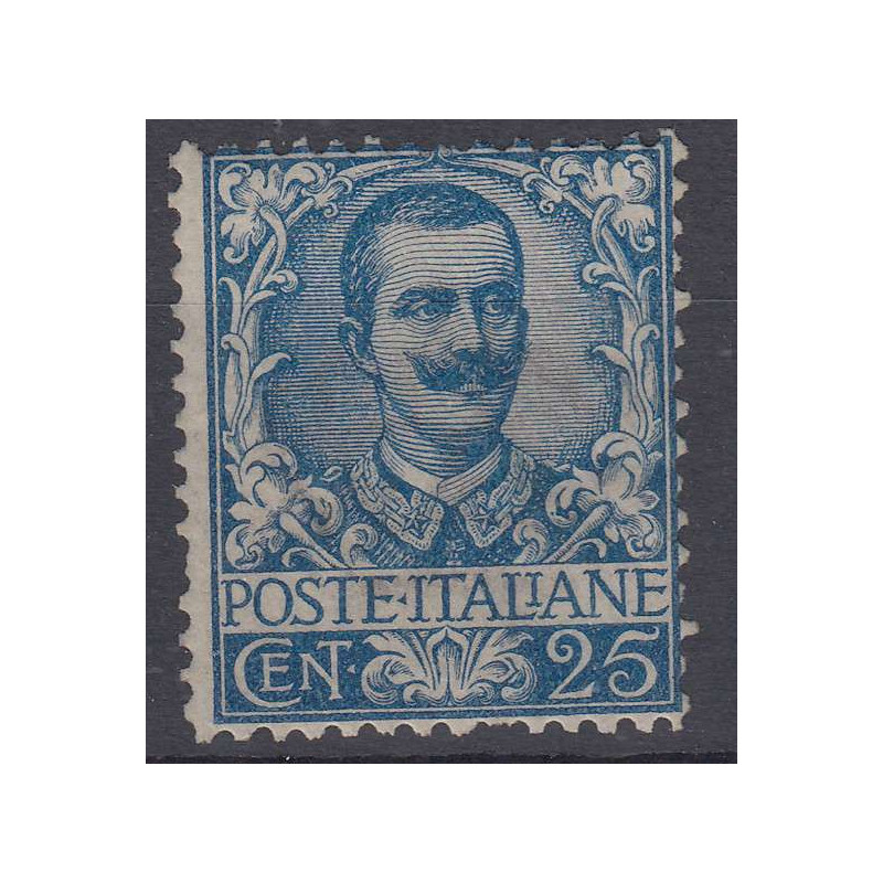 REGNO D'ITALIA 1901 FLOREALE 25 CENTESIMI N.73 G.O MLH*  | Filateli...