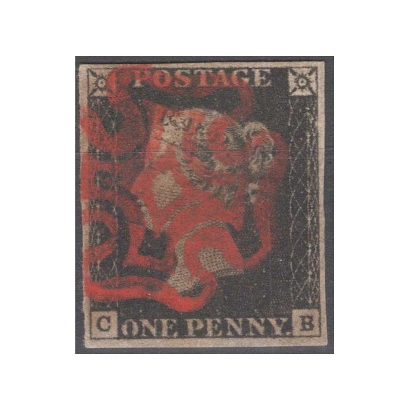 GRAN BRETAGNA 1840 1 PENNY NERO BLACK N.1 US. MARGINATO CERT.  | Fi...