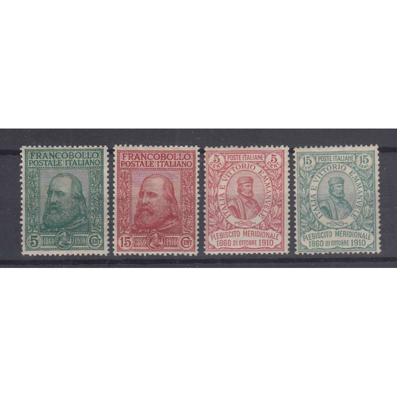 REGNO D'ITALIA 1910 GARIBALDI 4 VALORI G.I MNH** CERT. 15 C. G.O ML...