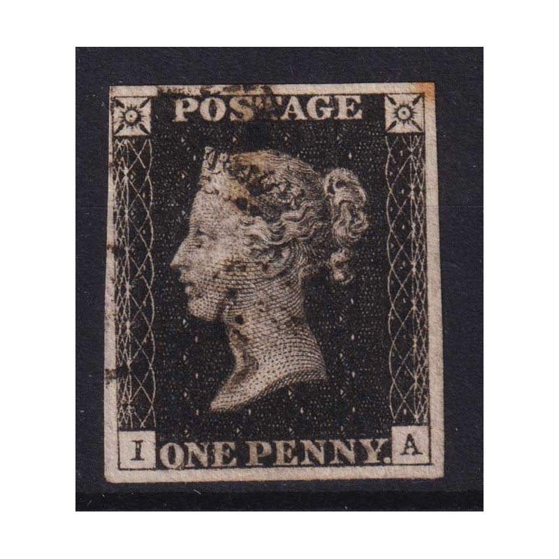 GRAN BRETAGNA 1840 1 PENNY NERO BLACK N.1 US. MARGINATO CERT.  | Fi...