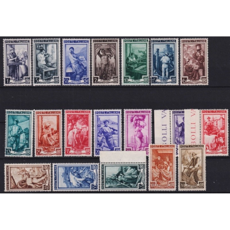 REPUBBLICA 1950 ITALIA AL LAVORO 19 VALORI G.I MNH**  | Filatelia M...