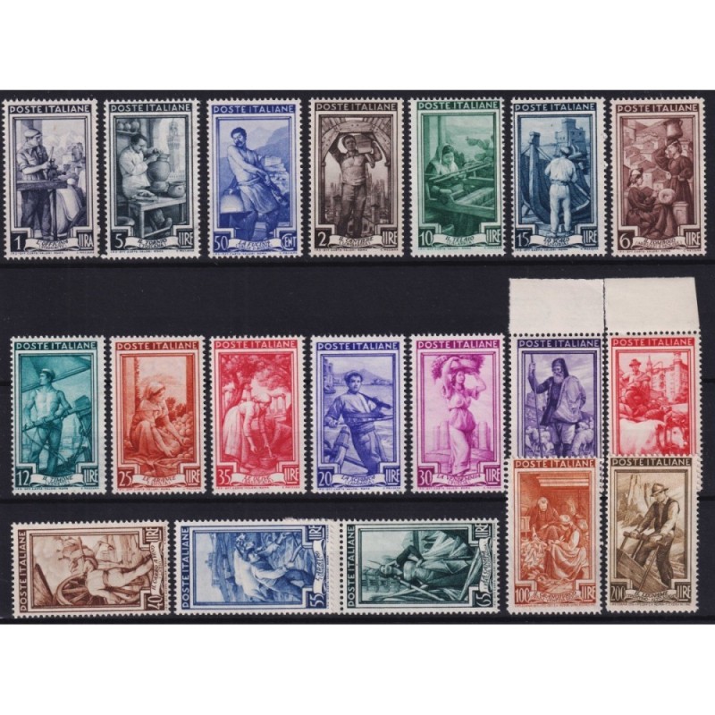REPUBBLICA 1950 ITALIA AL LAVORO 19 VALORI G.I MNH**  | Filatelia M...