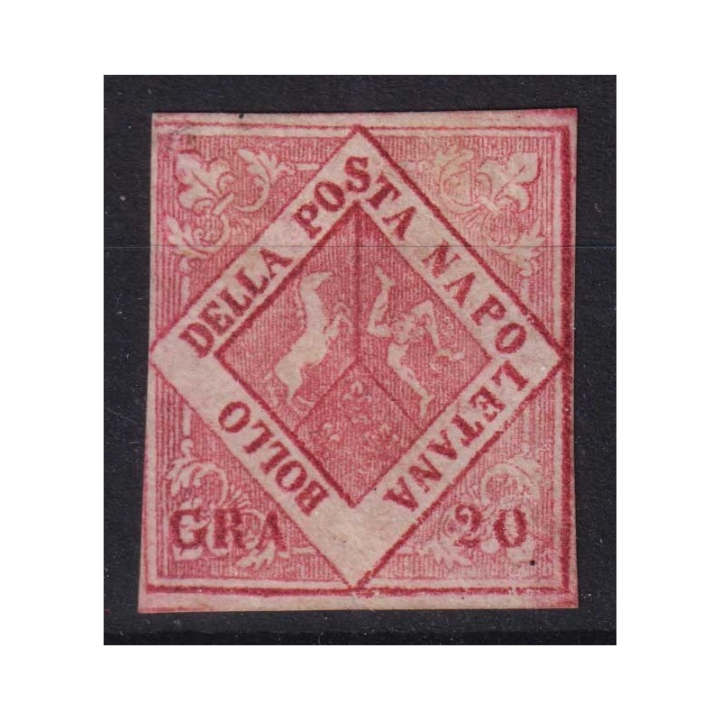 NAPOLI 1859-61 20 GRANA CARMINIO FALSO V TIPO N.F12 CERT. RARITA'  ...