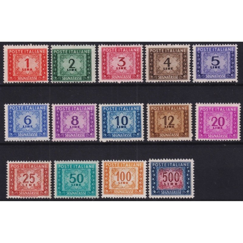 REPUBBLICA 1947-54 SEGNATASSE RUOTA 14 VALORI G.I MNH** CERT.  | Fi...