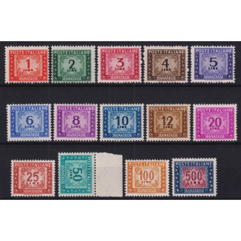 REPUBBLICA 1947-54 SEGNATASSE RUOTA 14 VALORI G.I MNH** CERT.  | Fi...