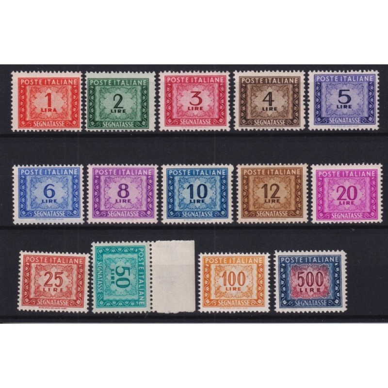 REPUBBLICA 1947-54 SEGNATASSE RUOTA 14 VALORI G.I MNH** CERT.  | Fi...