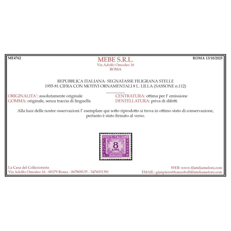 REPUBBLICA 1955-81 SEGNATASSE STELLE 10 VALORI G.I MNH** CERT.  | F...