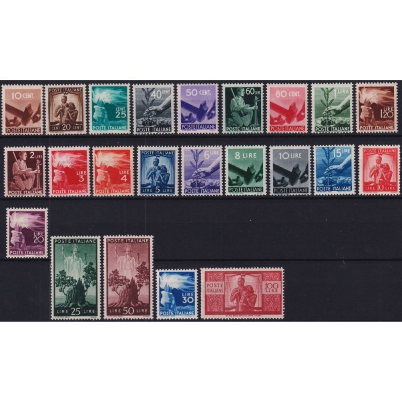 REPUBBLICA 1945-46 DEMOCRATICA 23 VALORI G.I MNH** CERT.  | Filatel...