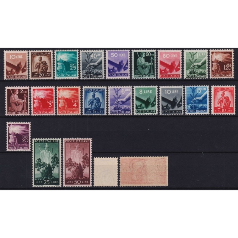 REPUBBLICA 1945-46 DEMOCRATICA 23 VALORI G.I MNH** CERT.  | Filatel...