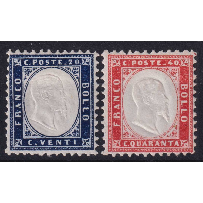 REGNO D'ITALIA 1862 20 CENT. 40 CENT. N.2-3 G.O MH* BEN CENTRATI  |...