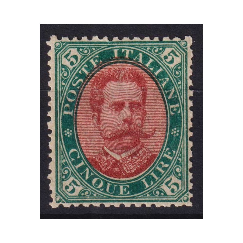 REGNO D'ITALIA 1889 UMBERTO 5 LIRE N.49 G.O MH* CENTRATO  | Filatel...