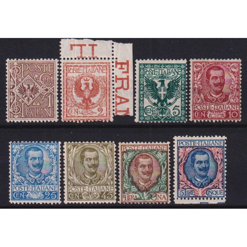 REGNO D'ITALIA 1901 FLOREALE SERIETTA 8 V. G.I MNH** CERT.  | Filat...