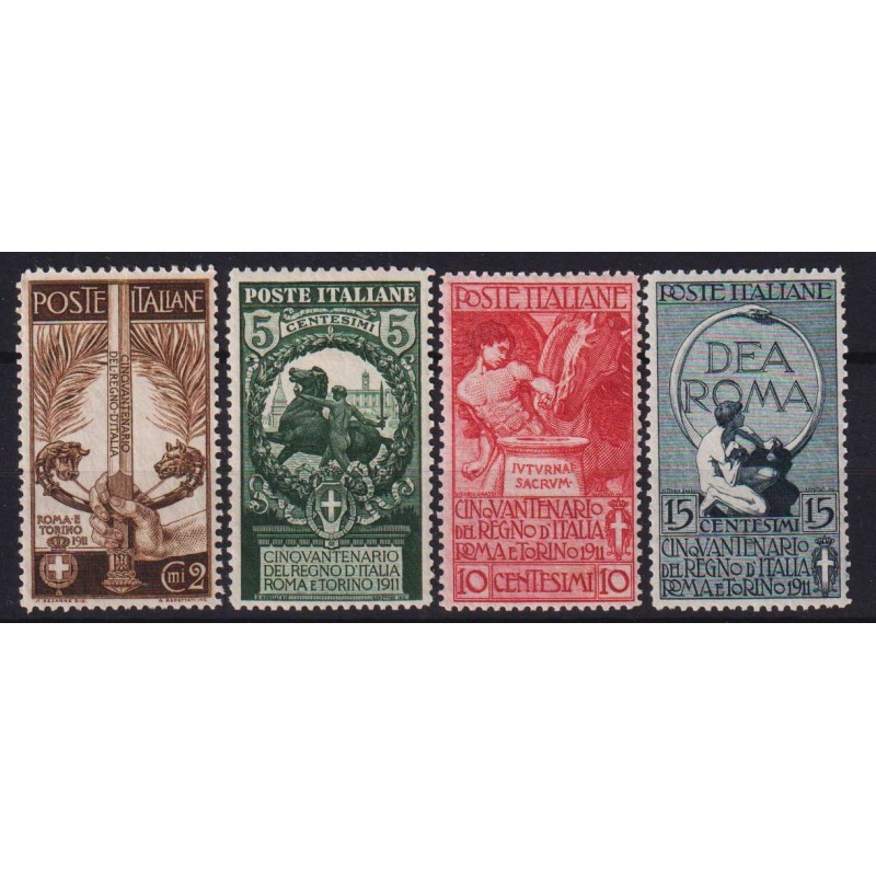REGNO D'ITALIA 1911 UNITA' D'ITALIA 4 V. G.I MNH** / G.O MH*  | Fil...