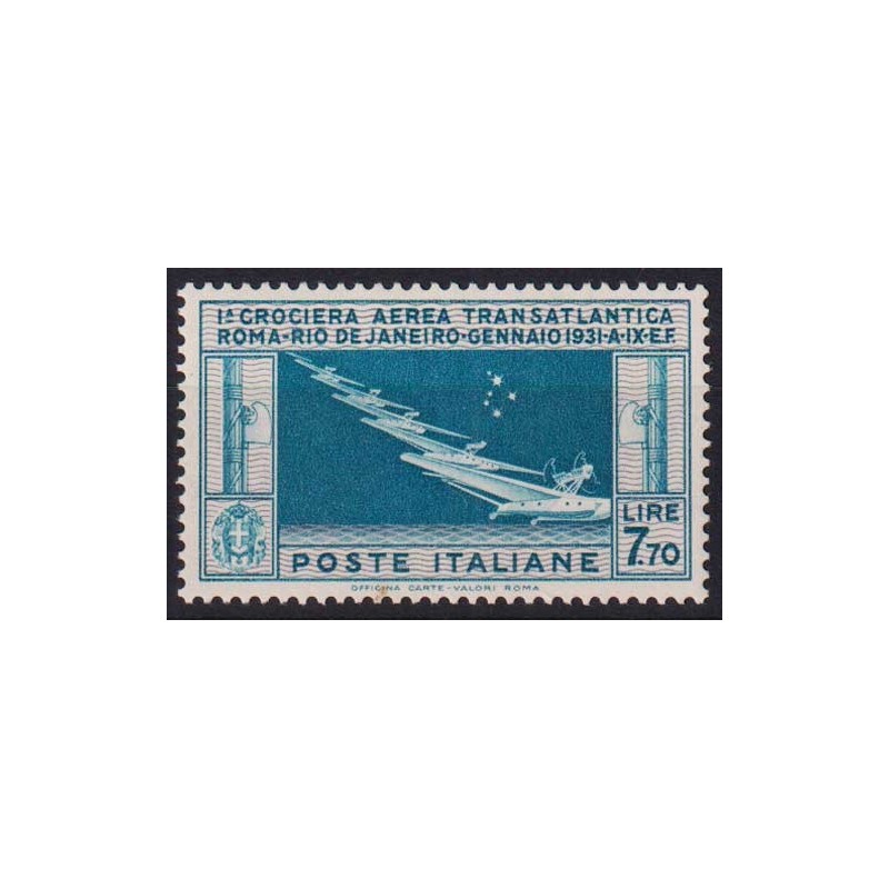 REGNO D'ITALIA 1933 P/A CROCIERA BALBO 7,70 LIRE G.I MNH** CERT. BO...