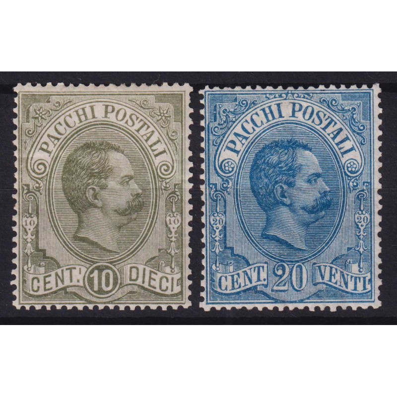 REGNO D'ITALIA 1884-86 UMBERTO PACCHI POSTALI 2 ALTI VALORI G.O MH*...
