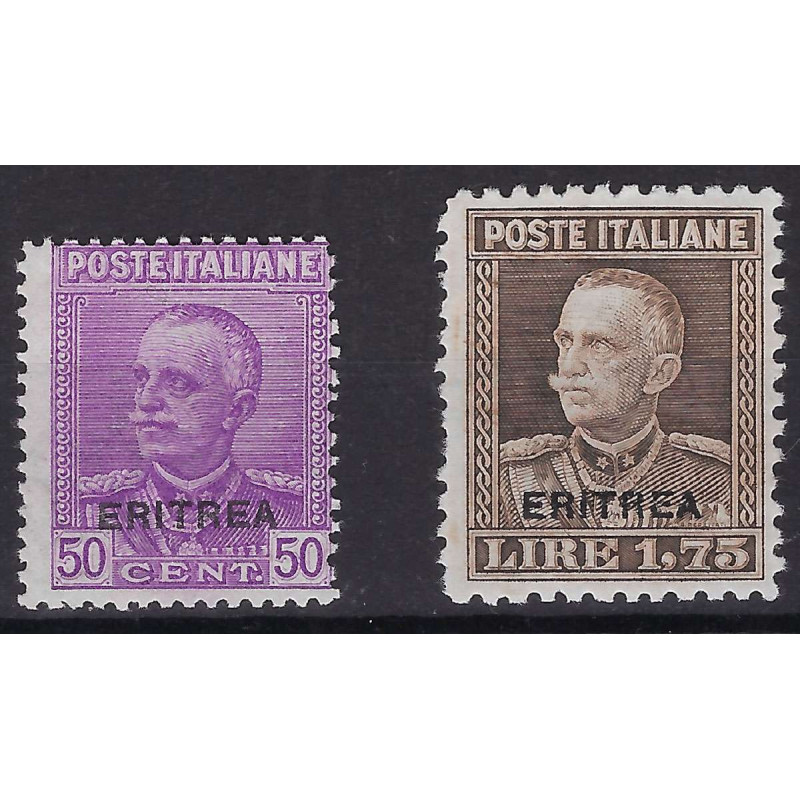 COLONIE ERITREA 1928-29 PARMEGGIANI SOPR. 2 V. N.136-137 G.I MNH** ...
