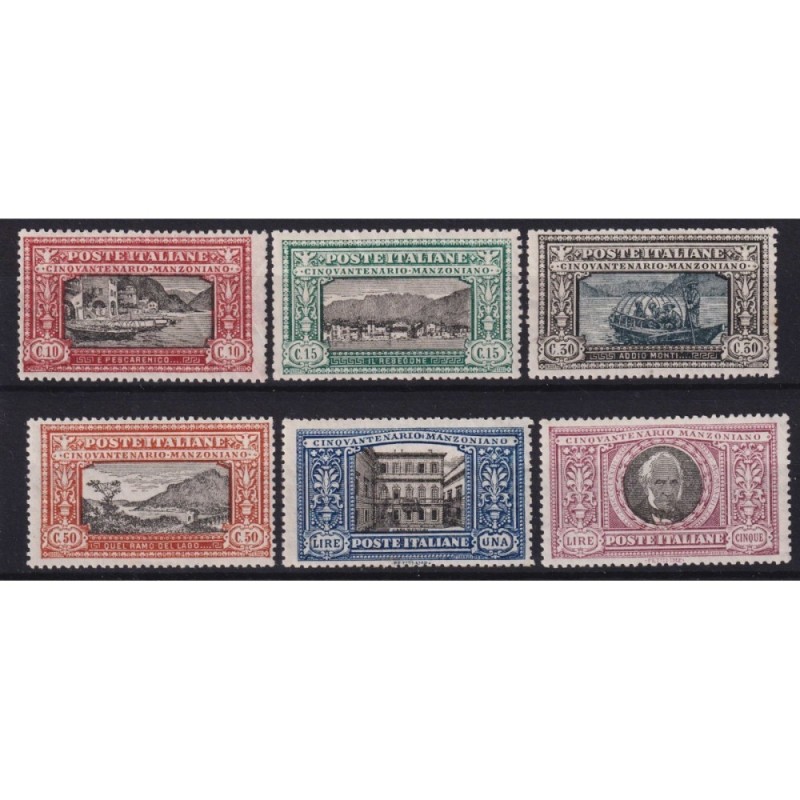 REGNO D'ITALIA 1924 MANZONI 6 VALORI G.I MNH** CERT.  | Filatelia M...