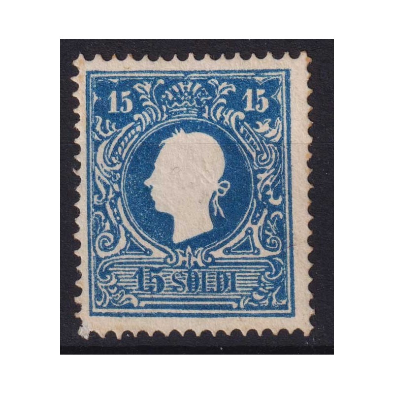LOMBARDO VENETO 1859 15 SOLDI AZZURRO N.32 G.I MNH** CERT.  | Filat...