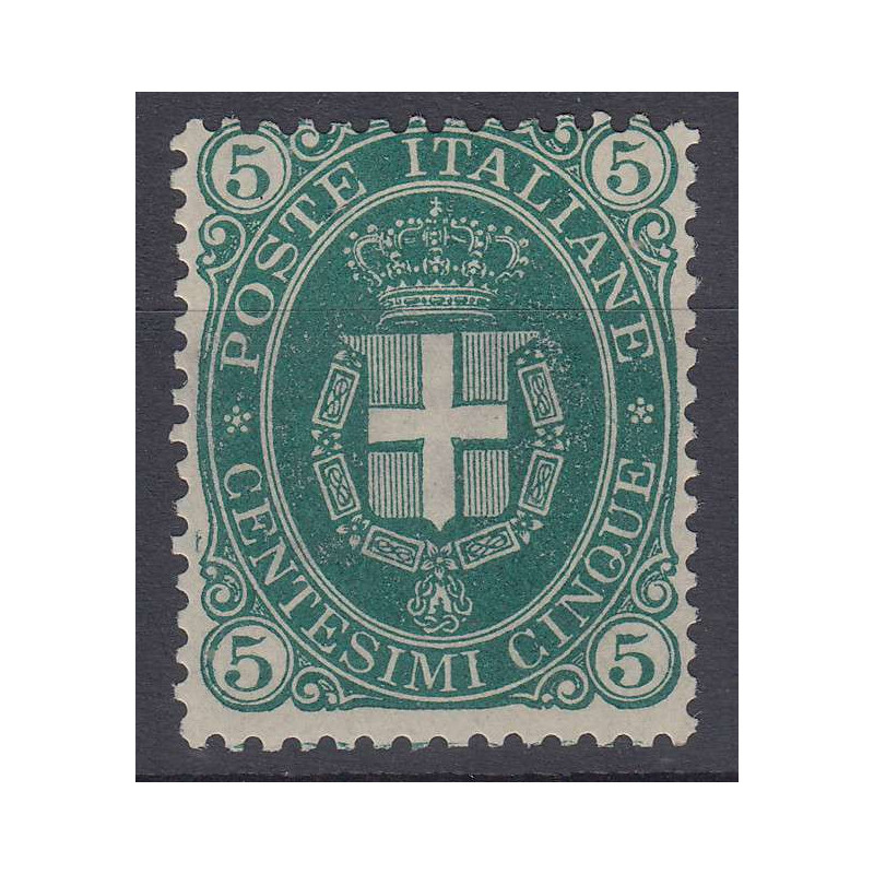 REGNO D'ITALIA 1889 STEMMA 5 CENTESIMI N.44 G.O MLH* CERT.  | Filat...