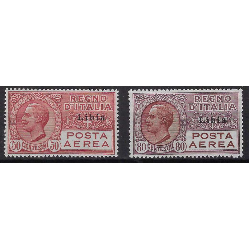 COLONIE LIBIA 1928-29 POSTA AEREA 2 VALORI N.1-2 OTTIMA CENTRATURA ...