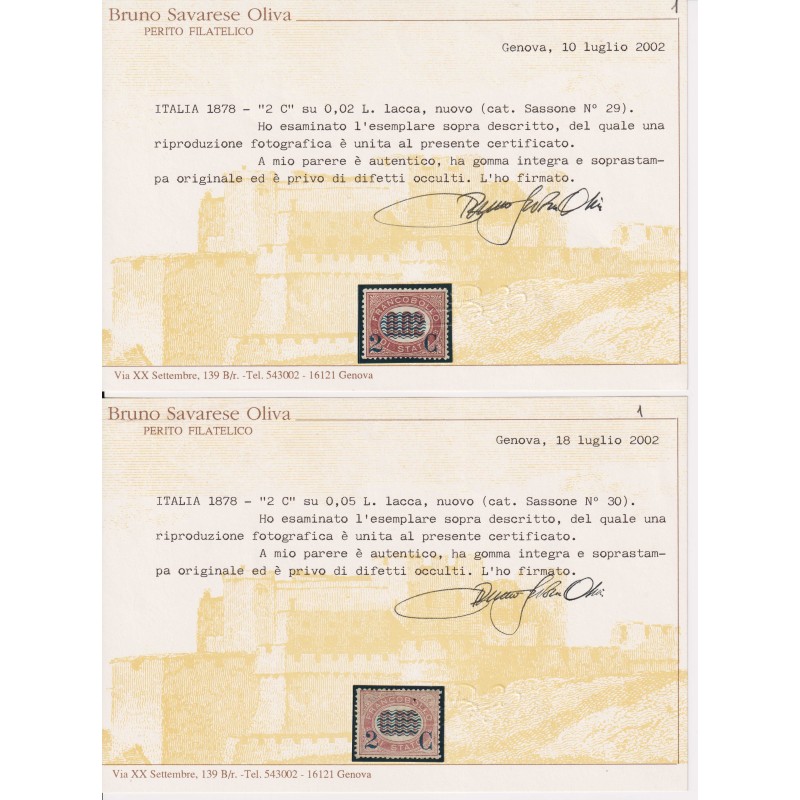 REGNO 1878 FRANCOBOLLI DI SERVIZIO ONDULINE 8 V. G.I MNH** CERT.  |...