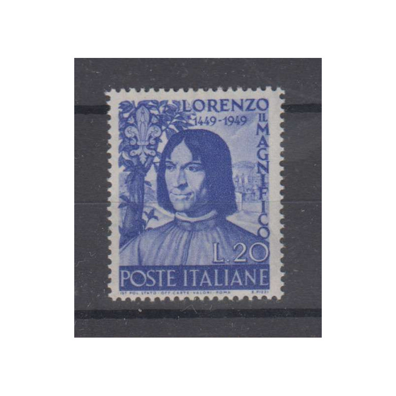 REPUBBLICA 1949 LORENZO IL MAGNIFICO G.I MNH**  | Filatelia Meloni