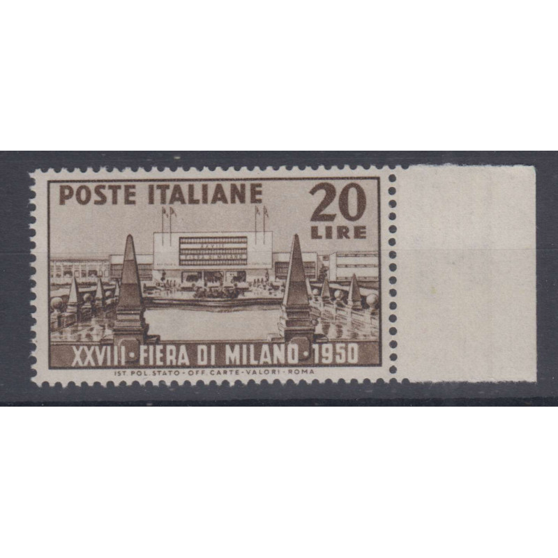 REPUBBLICA 1950 FIERA DI MILANO G.I MNH** BORDO FOGLIO 3  | Filatel...