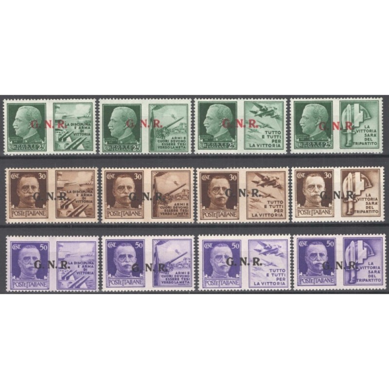 R.S.I. SOCIALE 1944 PROPAGANDA DI GUERRA GNR VERONA 12 V. G.I MNH**...