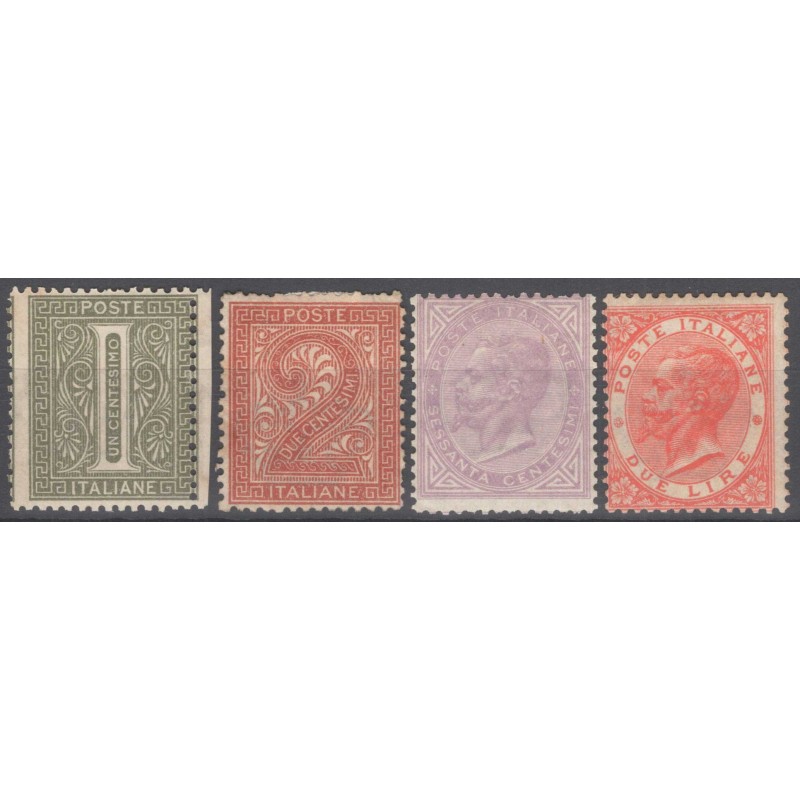 REGNO D'ITALIA 1863-65 1 C. 2 C. 60 C. 2 LIRE TORINO G.I MNH** / G....