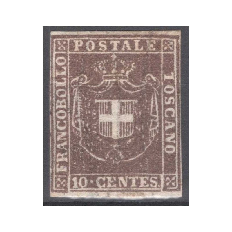 TOSCANA 1860 GOVERNO PROVVISORIO 10 CENTESIMI N.19a G.O MH* CERT.  ...