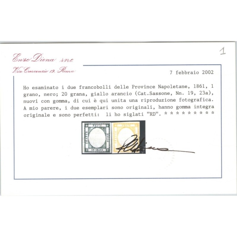 PROVINCE NAPOLETANE 1861 COMPLETA 8 V. G.I MNH** CERT. (50gr.*)  | ...