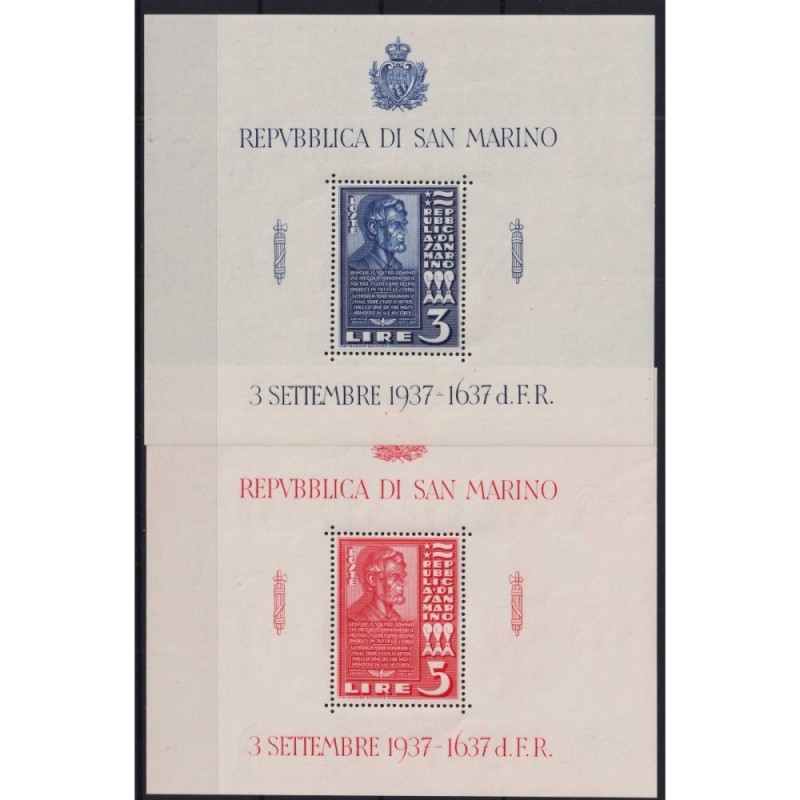 SAN MARINO 1938 FOGLIETTI LINCOLN 2 V. N.2-3 G.I MNH**  | Filatelia...