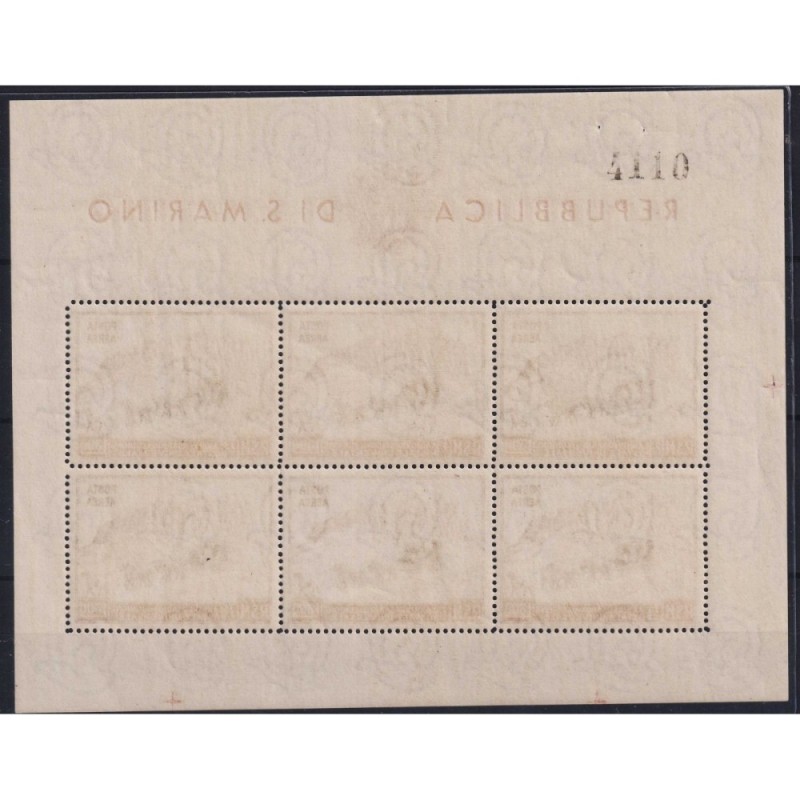 SAN MARINO 1951 FOGLIETTO UPU 300 L. N.10 G.I MNH** CERT.  | Filate...