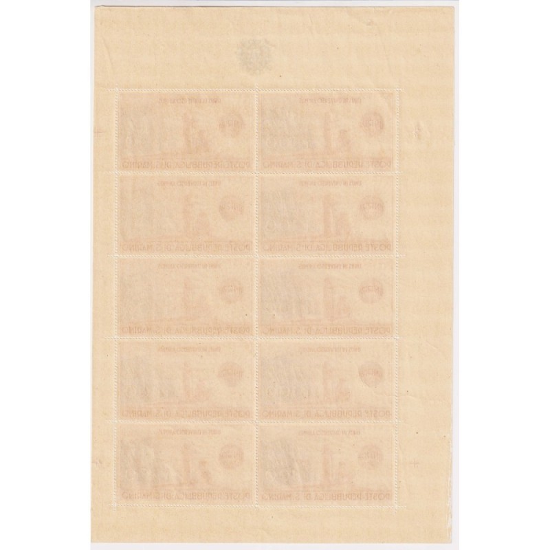 SAN MARINO 1946 MINIFOGLIO UNRRA 100 L. N.6 G.I MNH** CERT.  | Fila...