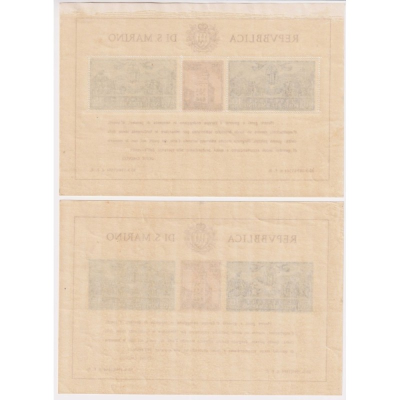 SAN MARINO 1944 FOGLIETTI PALAZZO DEL GOVERNO CARDUCCI 2 V. N.6-7 G...