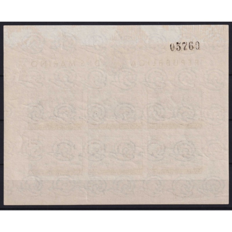 SAN MARINO 1951 FOGLIETTO UPU 200 L. NON DENTELLATO N.11 G.I MNH** ...