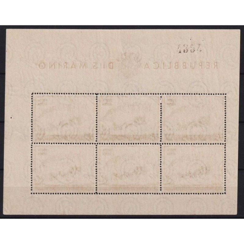 SAN MARINO 1951 FOGLIETTO UPU 300 L. N.10 G.I MNH** CERT.  | Filate...