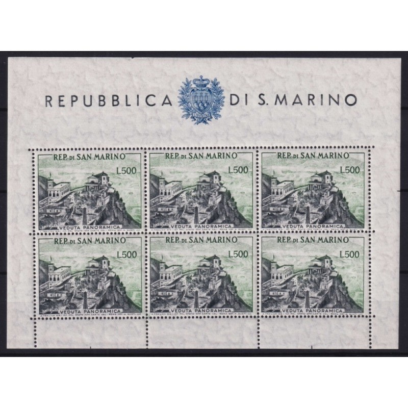 SAN MARINO 1958 FOGLIETTO VEDUTA 500 L. N.18 G.I MNH** CERT.  | Fil...